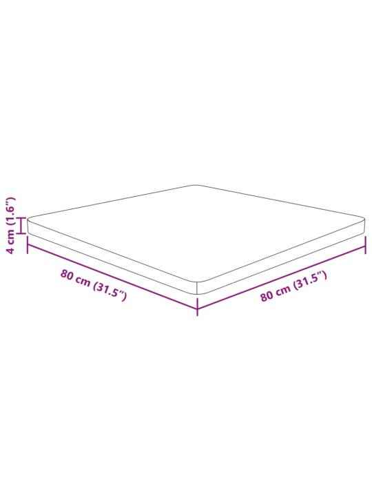 Čtvercová stolní deska světle hnědá 80x80x4 cm ošetřený dub