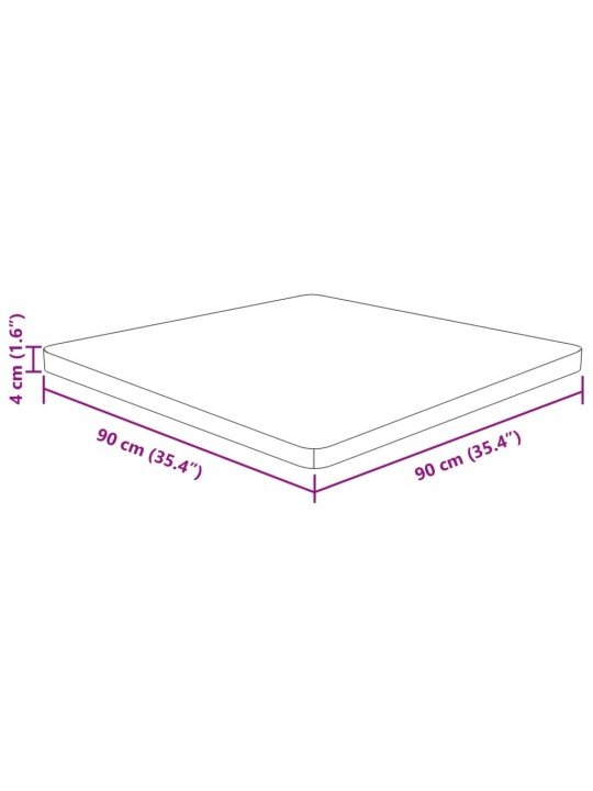 Čtvercová stolní deska tmavě hnědá 90x90x4 cm ošetřený dub