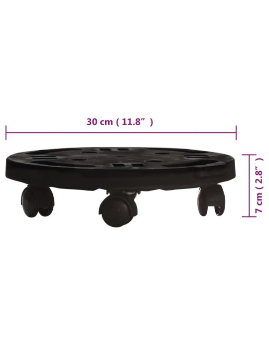 Vozík na rostliny na kolečkách průměr 30 cm černý 170 kg