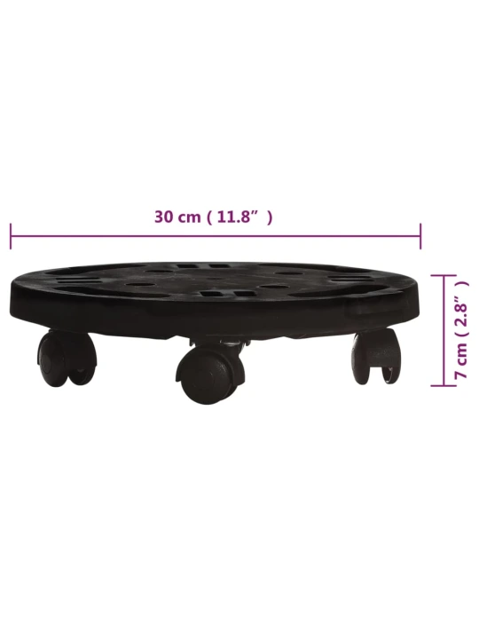 Vozík na rostliny na kolečkách průměr 30 cm černý 170 kg