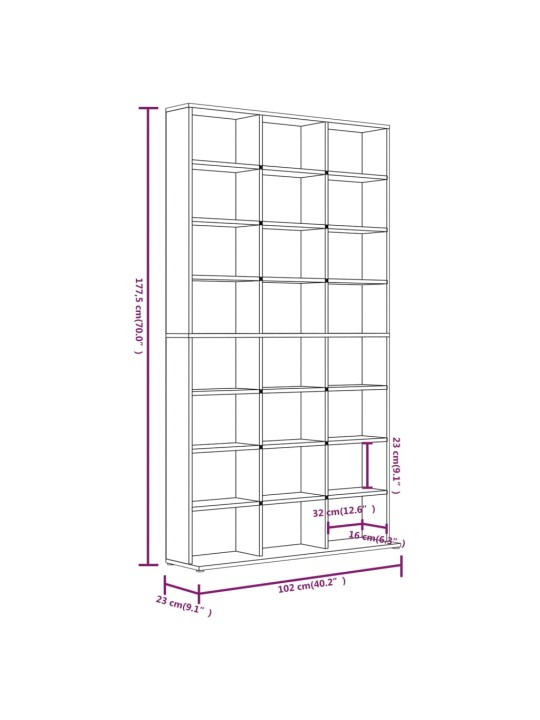 Skříňka na CD kouřový dub 102 x 23 x 177,5 cm kompozitní dřevo