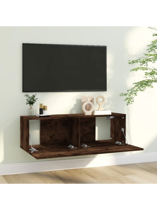Nástěnná TV skříňka kouřový dub 100x30x30 cm kompozitní dřevo
