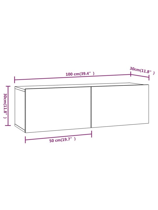 Nástěnná TV skříňka kouřový dub 100x30x30 cm kompozitní dřevo