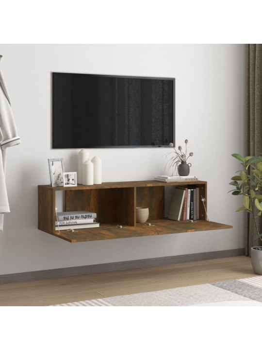 Nástěnná TV skříňka kouřový dub 120x30x30 cm kompozitní dřevo