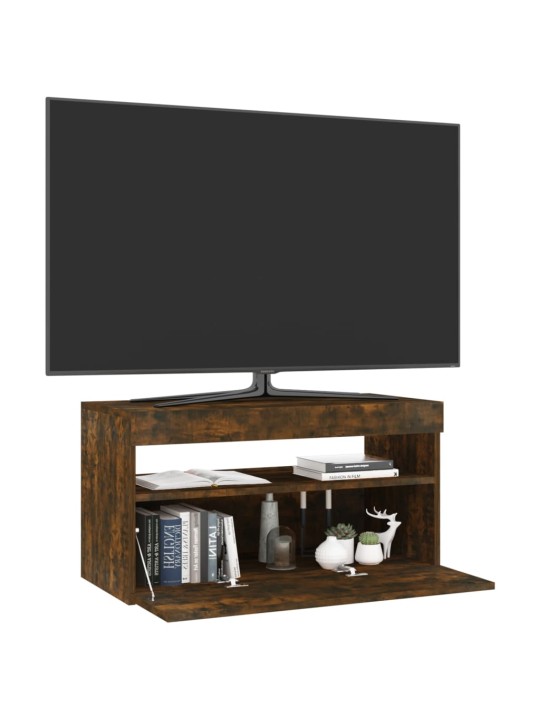 TV skříňka s LED osvětlením kouřový dub 75 x 35 x 40 cm