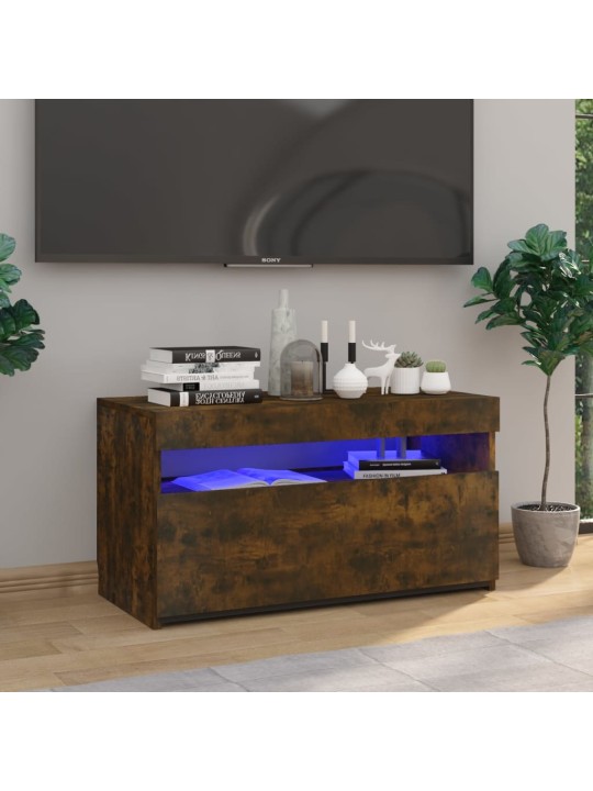 TV skříňka s LED osvětlením kouřový dub 75 x 35 x 40 cm