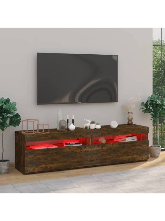TV skříňky s LED osvětlením 2 ks kouřový dub 75 x 35 x 40 cm