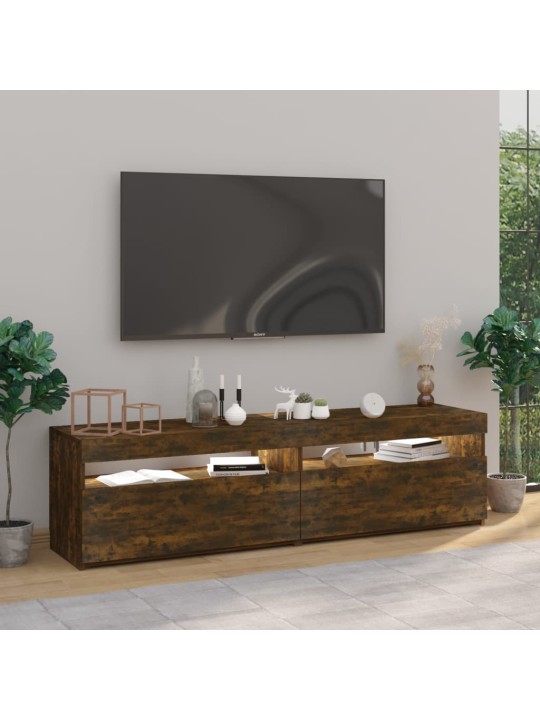 TV skříňky s LED osvětlením 2 ks kouřový dub 75 x 35 x 40 cm