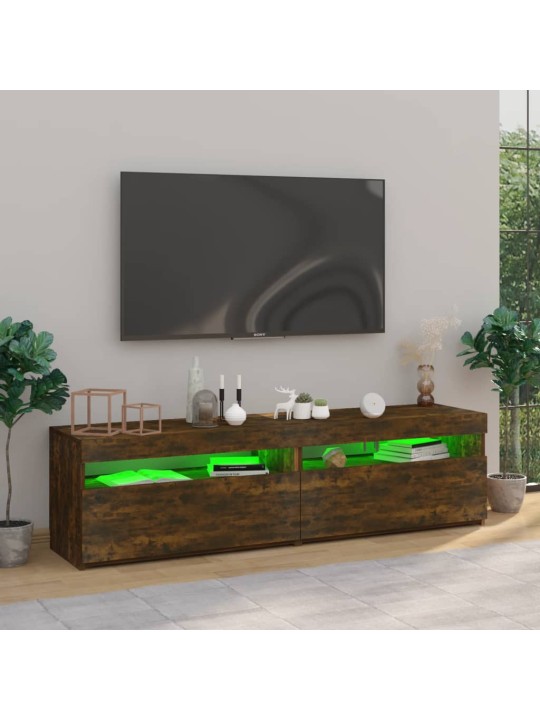 TV skříňky s LED osvětlením 2 ks kouřový dub 75 x 35 x 40 cm