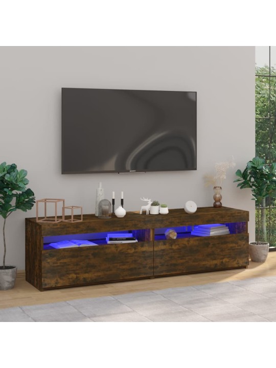 TV skříňky s LED osvětlením 2 ks kouřový dub 75 x 35 x 40 cm