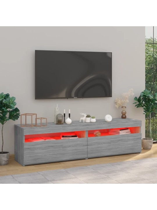 TV skříňky s LED osvětlením 2 ks šedé sonoma 75 x 35 x 40 cm