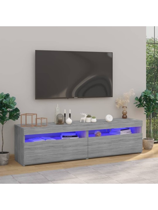 TV skříňky s LED osvětlením 2 ks šedé sonoma 75 x 35 x 40 cm