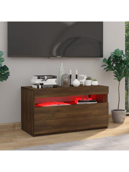 TV skříňka s LED osvětlením hnědý dub 75 x 35 x 40 cm