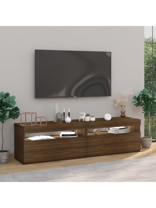 TV skříňky s LED osvětlením 2 ks hnědý dub 75 x 35 x 40 cm