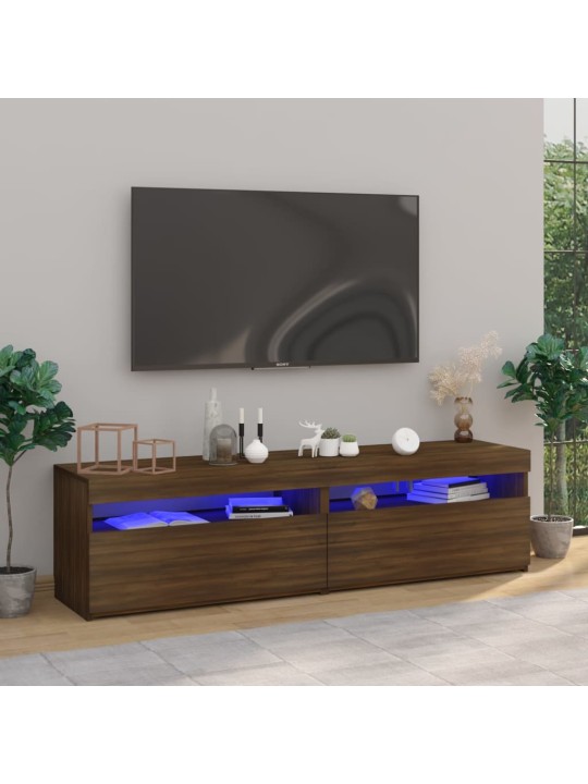 TV skříňky s LED osvětlením 2 ks hnědý dub 75 x 35 x 40 cm