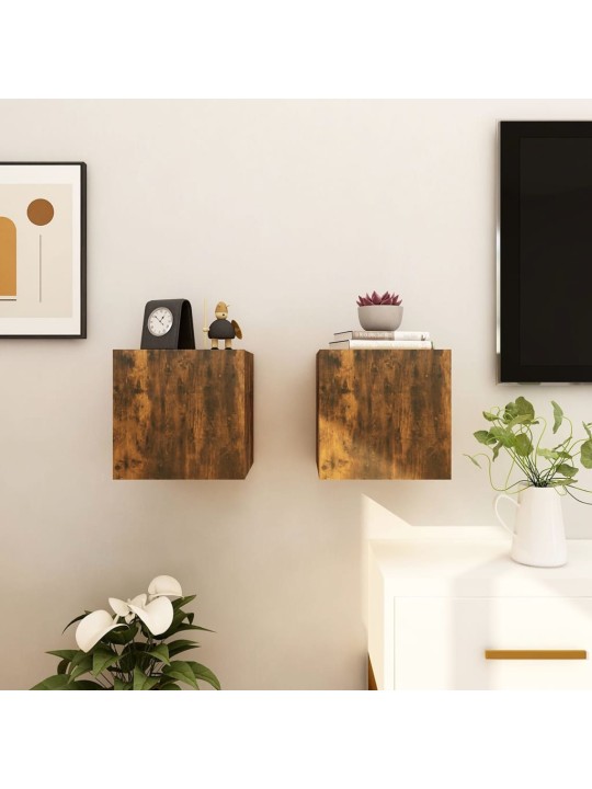 Nástěnné TV skříňky 2 ks kouřový dub 30,5 x 30 x 30 cm