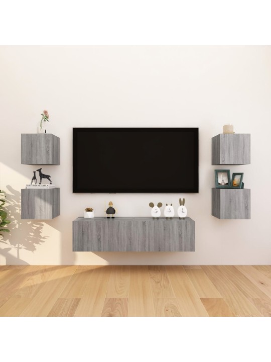 Nástěnné TV skříňky 4 ks šedé sonoma 30,5 x 30 x 30 cm