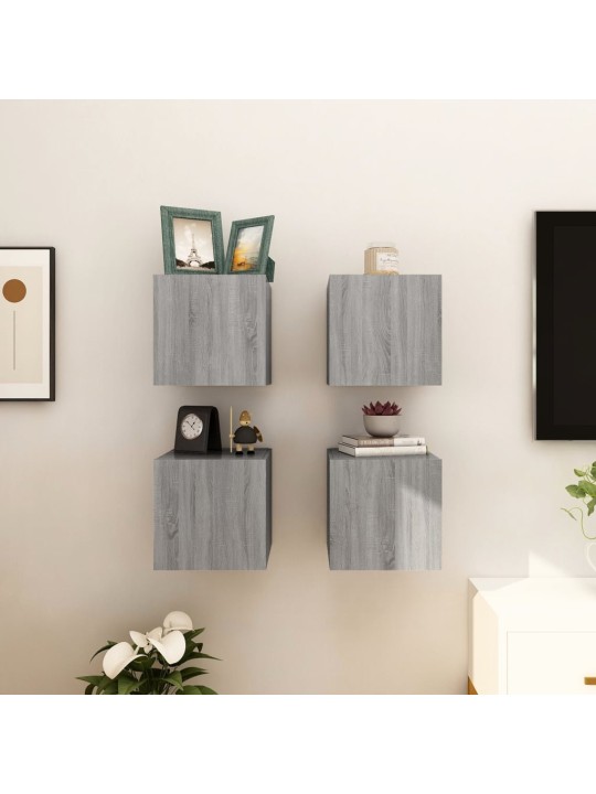 Nástěnné TV skříňky 4 ks šedé sonoma 30,5 x 30 x 30 cm