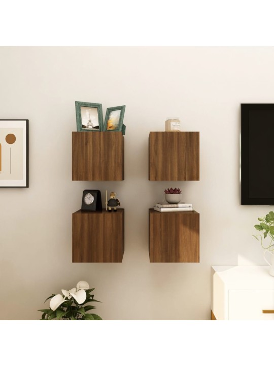 Nástěnné TV skříňky 4 ks hnědý dub 30,5 x 30 x 30 cm