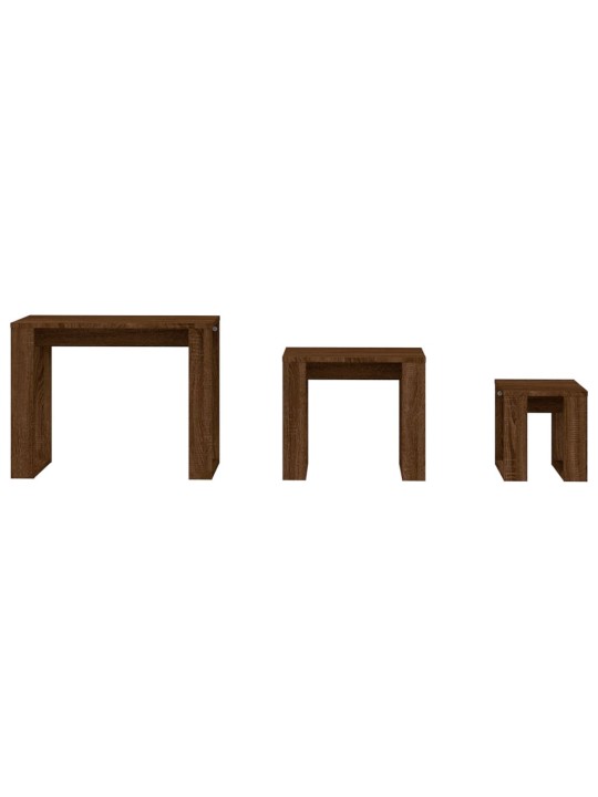 Hnízdové stolky 3 ks hnědý dub kompozitní dřevo