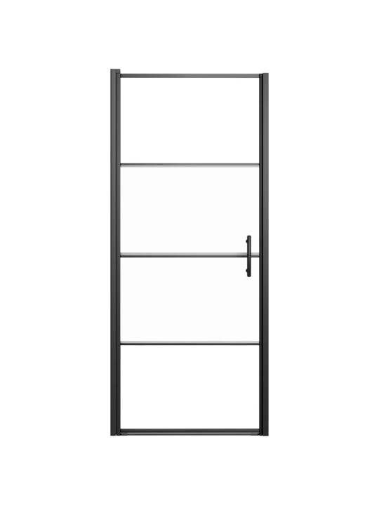 Sprchové dveře 91 x 195 cm napůl mléčné tvrzené sklo černé