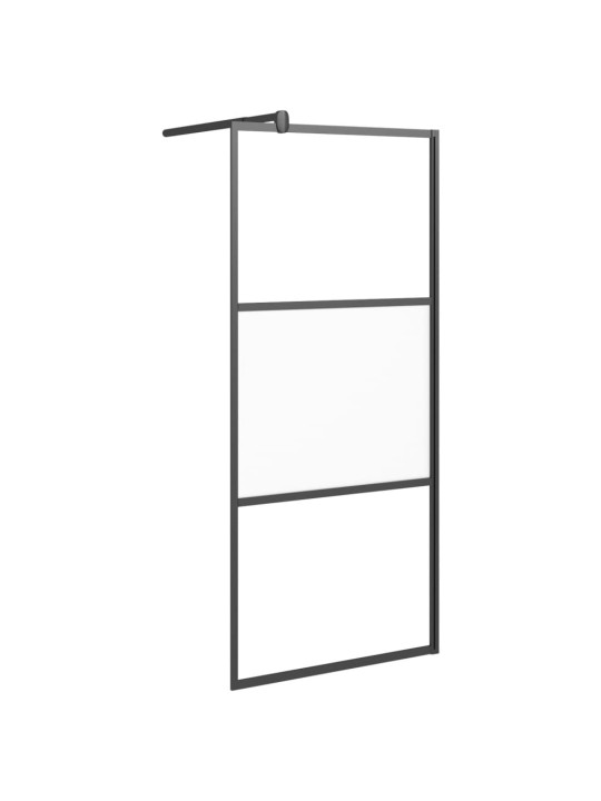Zástěna do průchozí sprchy 80x195cm napůl mléčné esg sklo černá