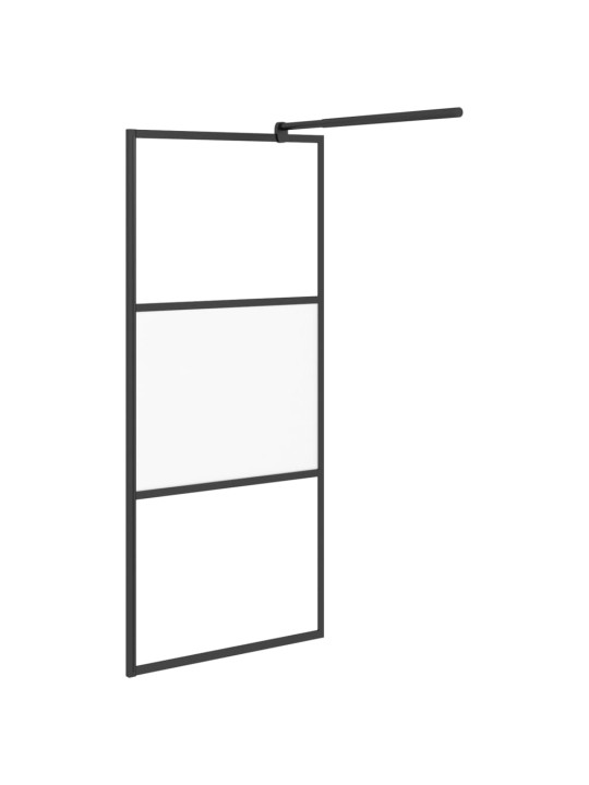 Zástěna do průchozí sprchy 80x195cm napůl mléčné esg sklo černá