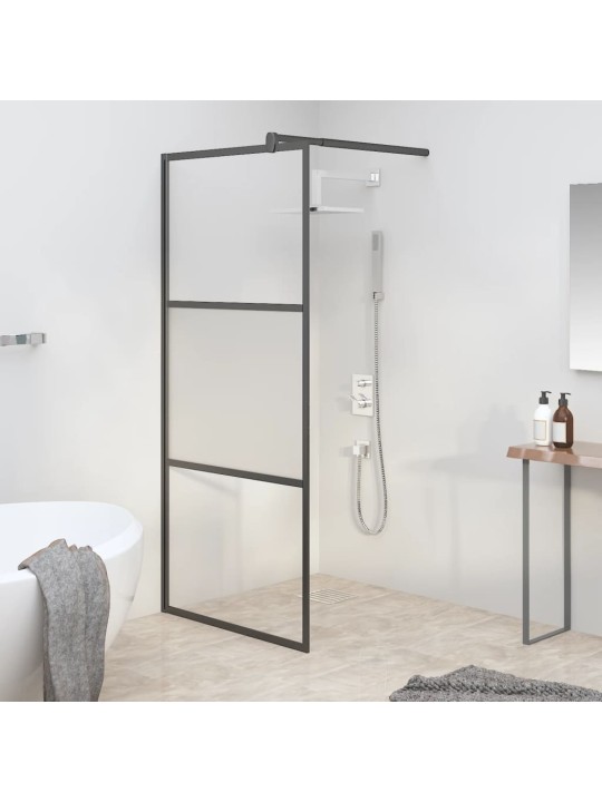 Zástěna do průchozí sprchy 80x195cm napůl mléčné esg sklo černá