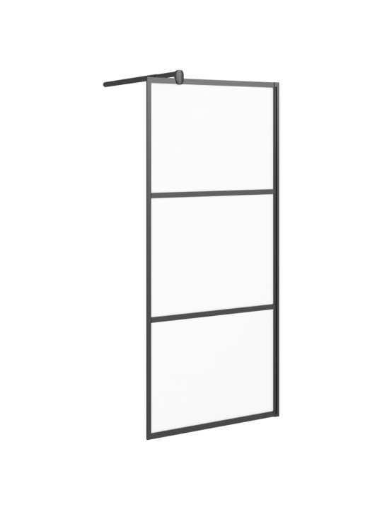Zástěna do průchozí sprchy 80 x 195 cm mléčné ESG sklo černá