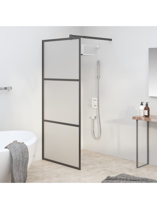 Zástěna do průchozí sprchy 80 x 195 cm mléčné ESG sklo černá