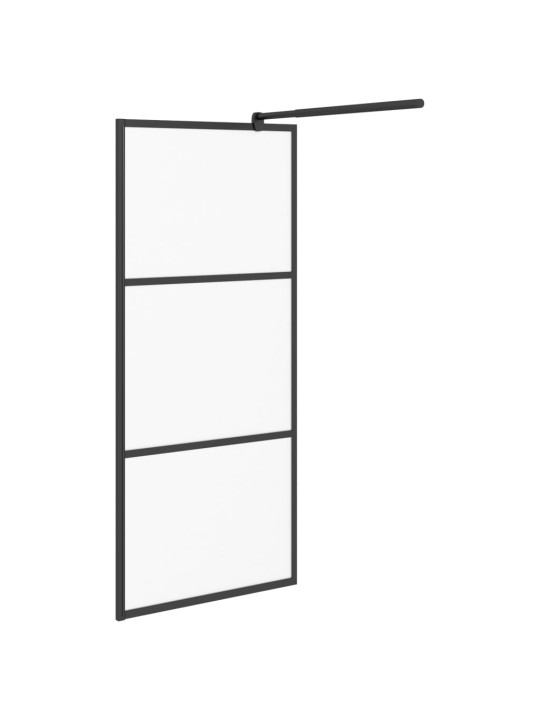 Zástěna do průchozí sprchy 90 x 195 cm mléčné ESG sklo černá