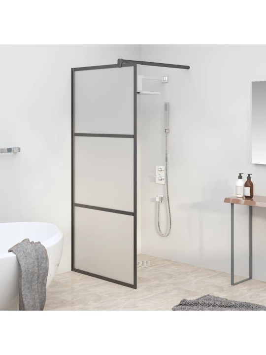 Zástěna do průchozí sprchy 90 x 195 cm mléčné ESG sklo černá