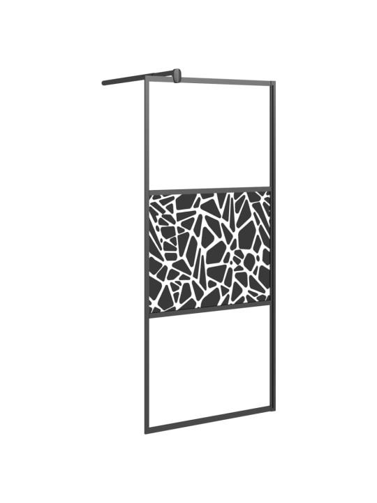 Zástěna do průchozí sprchy 90x195 cm esg / kamenný design černá