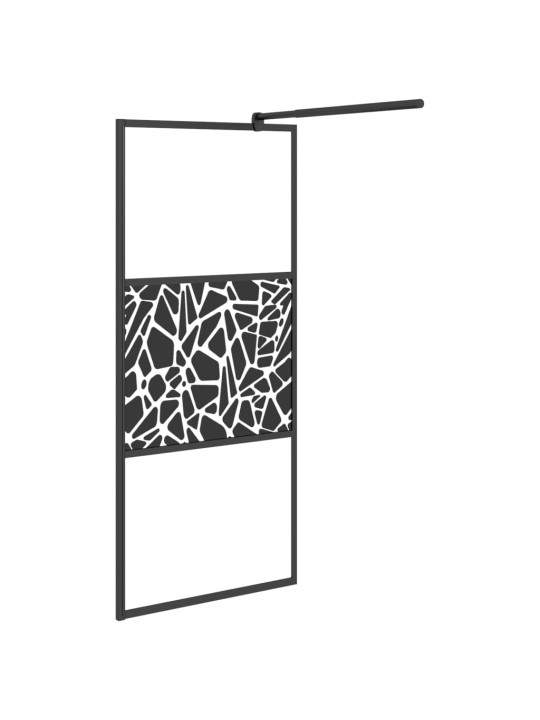 Zástěna do průchozí sprchy 90x195 cm esg / kamenný design černá