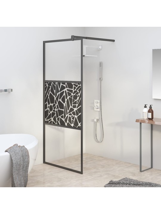 Zástěna do průchozí sprchy 90x195 cm esg / kamenný design černá