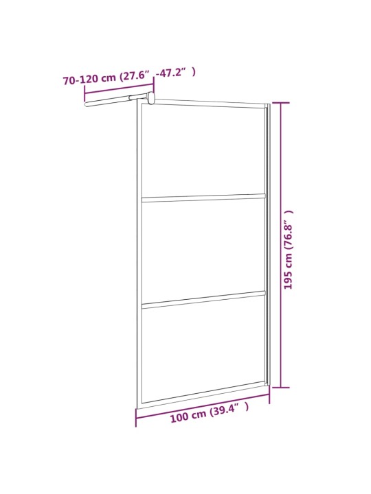 Zástěna do průchozí sprchy 100x195cm ESG / kamenný design černá