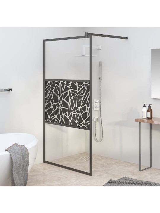 Zástěna do průchozí sprchy 100x195cm ESG / kamenný design černá