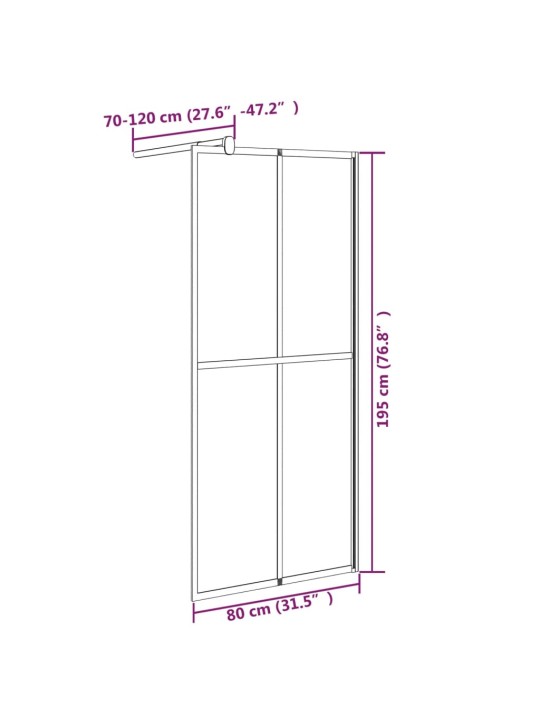 Zástěna do průchozí sprchy 80 x 195 cm tmavé tvrzené sklo
