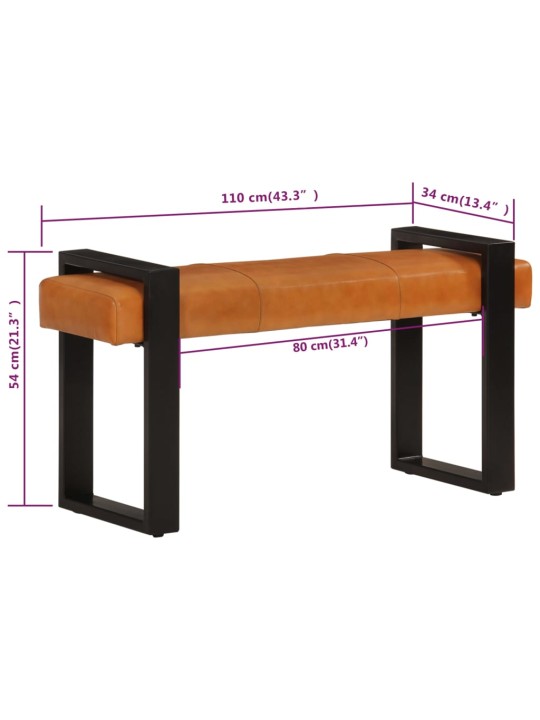 Lavice černá a hnědá 110 cm pravá kozí kůže