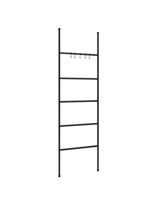 Žebřík na ručníky s 5 příčlemi černý 58 x 175 cm železo