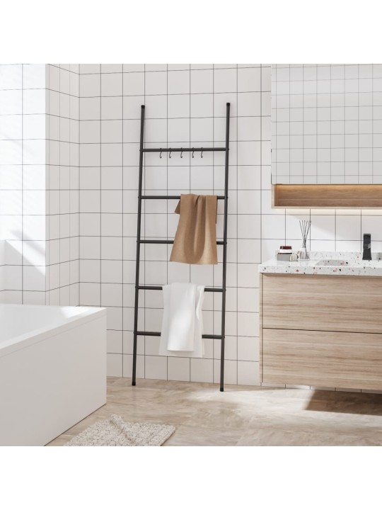 Žebřík na ručníky s 5 příčlemi černý 58 x 175 cm železo