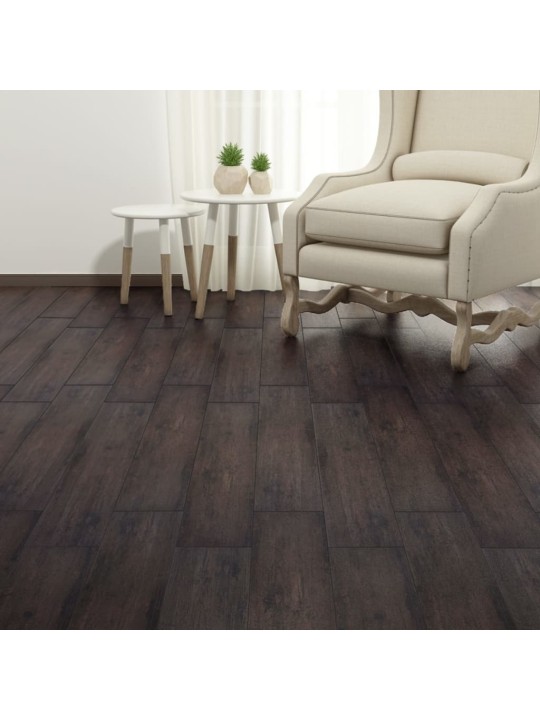 Samolepicí PVC podlahová prkna 2,51 m² 2 mm tmavě hnědá