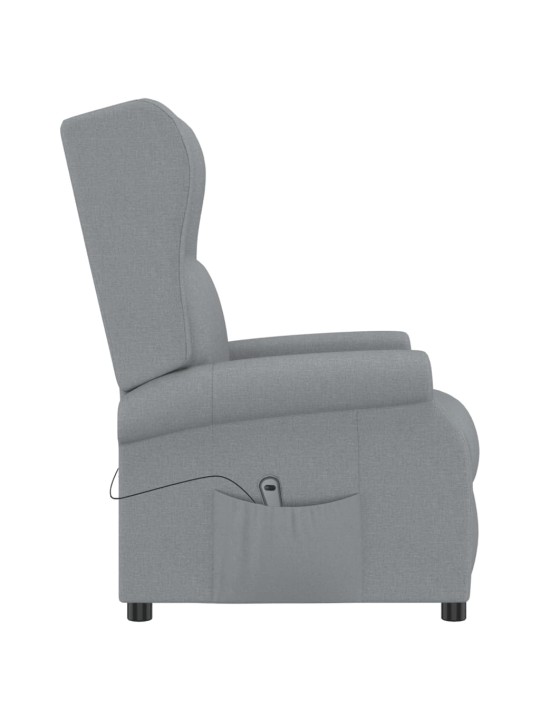 Elektrické polohovací křeslo ušák světle šedé textil