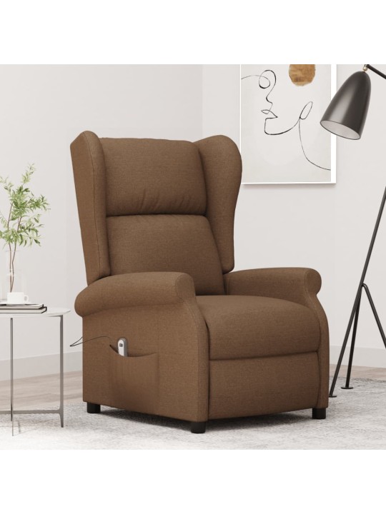 Elektrické polohovací křeslo ušák hnědé textil