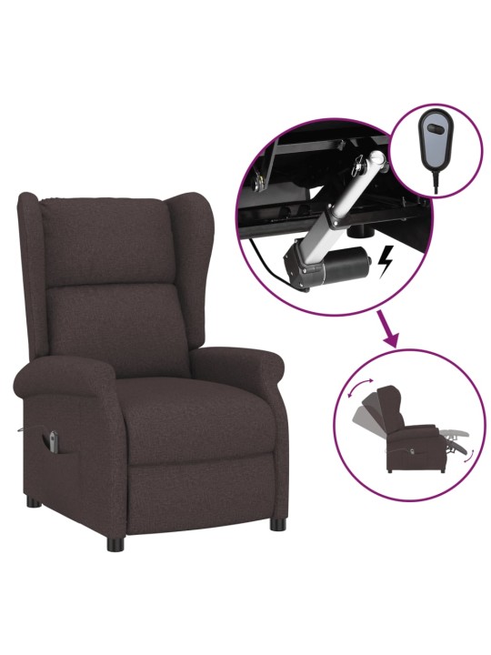 Elektrické polohovací křeslo ušák tmavě hnědé textil