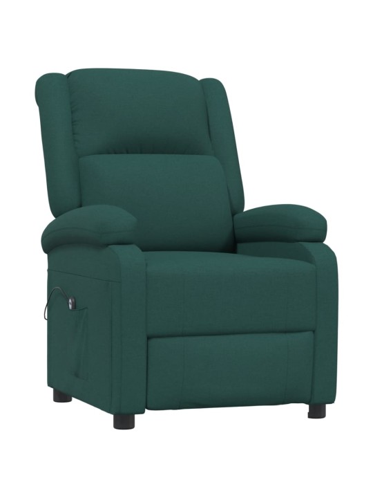 Elektrické polohovací křeslo tmavě zelené textil