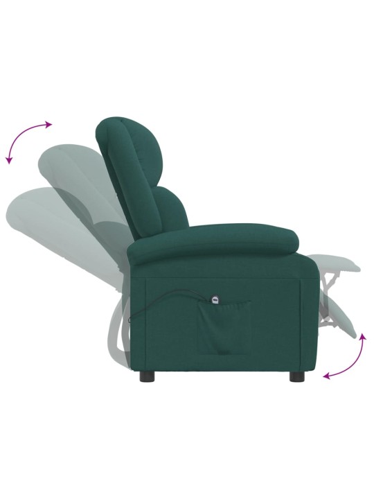 Elektrické polohovací křeslo tmavě zelené textil