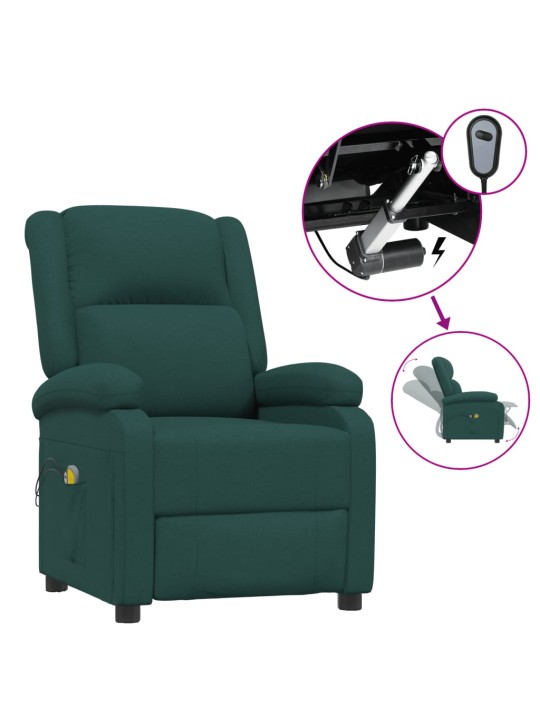 Elektrické masážní křeslo tmavě zelené textil