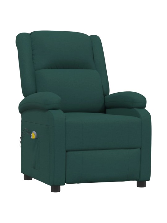 Elektrické masážní křeslo tmavě zelené textil