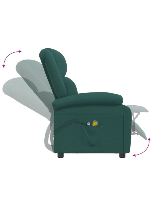 Elektrické masážní křeslo tmavě zelené textil